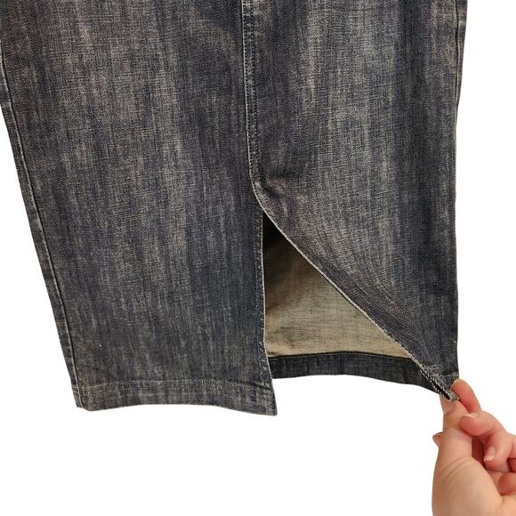 Level 99 Dark Wash Denim Back Slit Knee Length Straight Pencil Skirt Size 28 - Picture 7 of 13